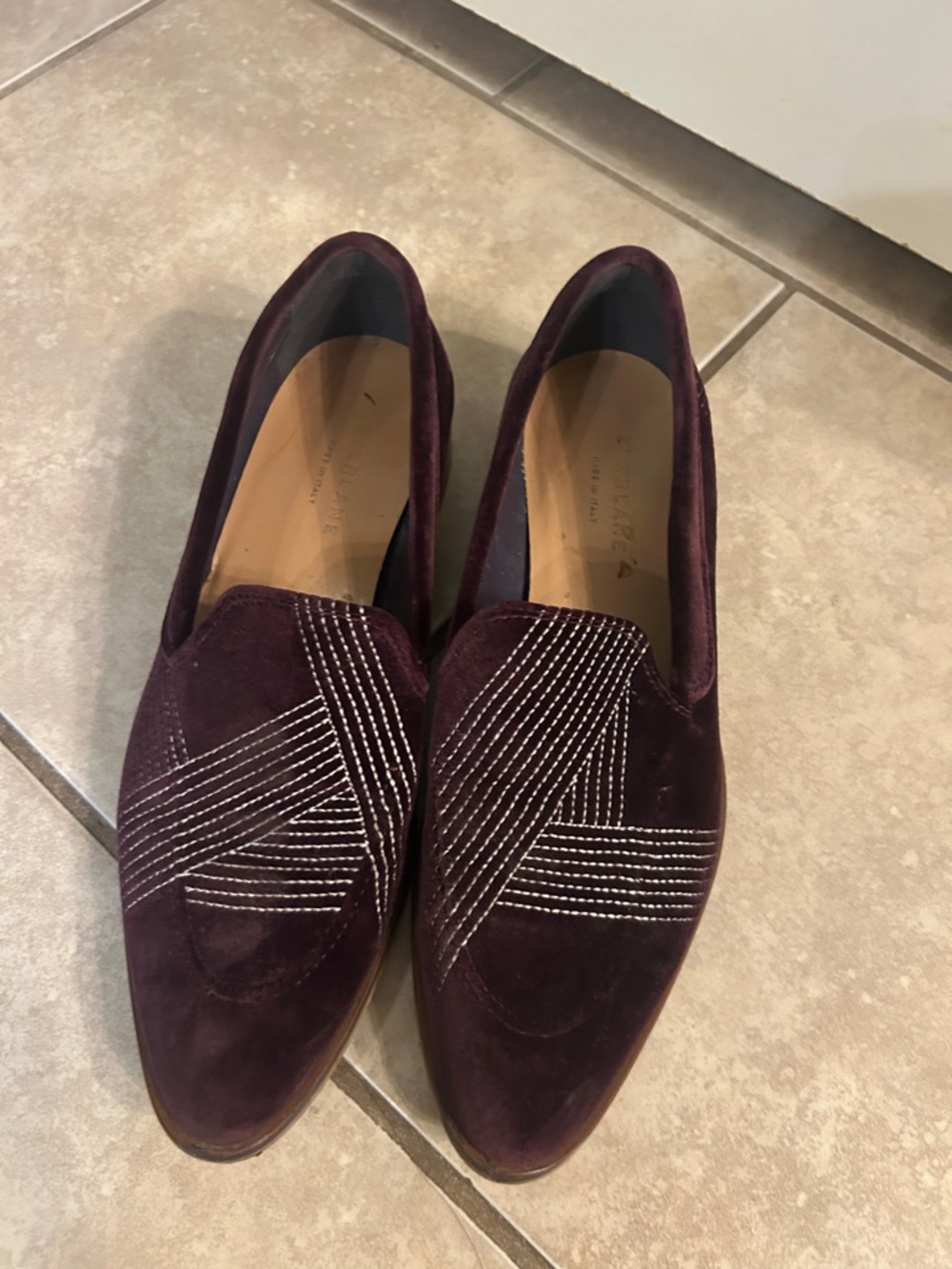 Everlane 7 deep plum Velvet Slip-On Loafers